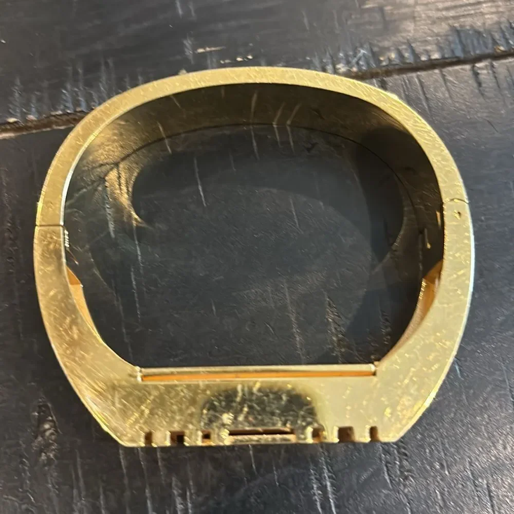 Tory Burch Gold Tone Fitbit Metal Bracelet Geometric Keeper Holder
